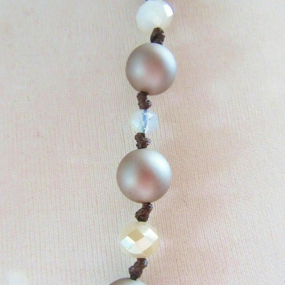 Premier Designs Necklace "Luster" Necklace Pink & Tan 38-42" Perfect Cond 16492 - Picture 4 of 6